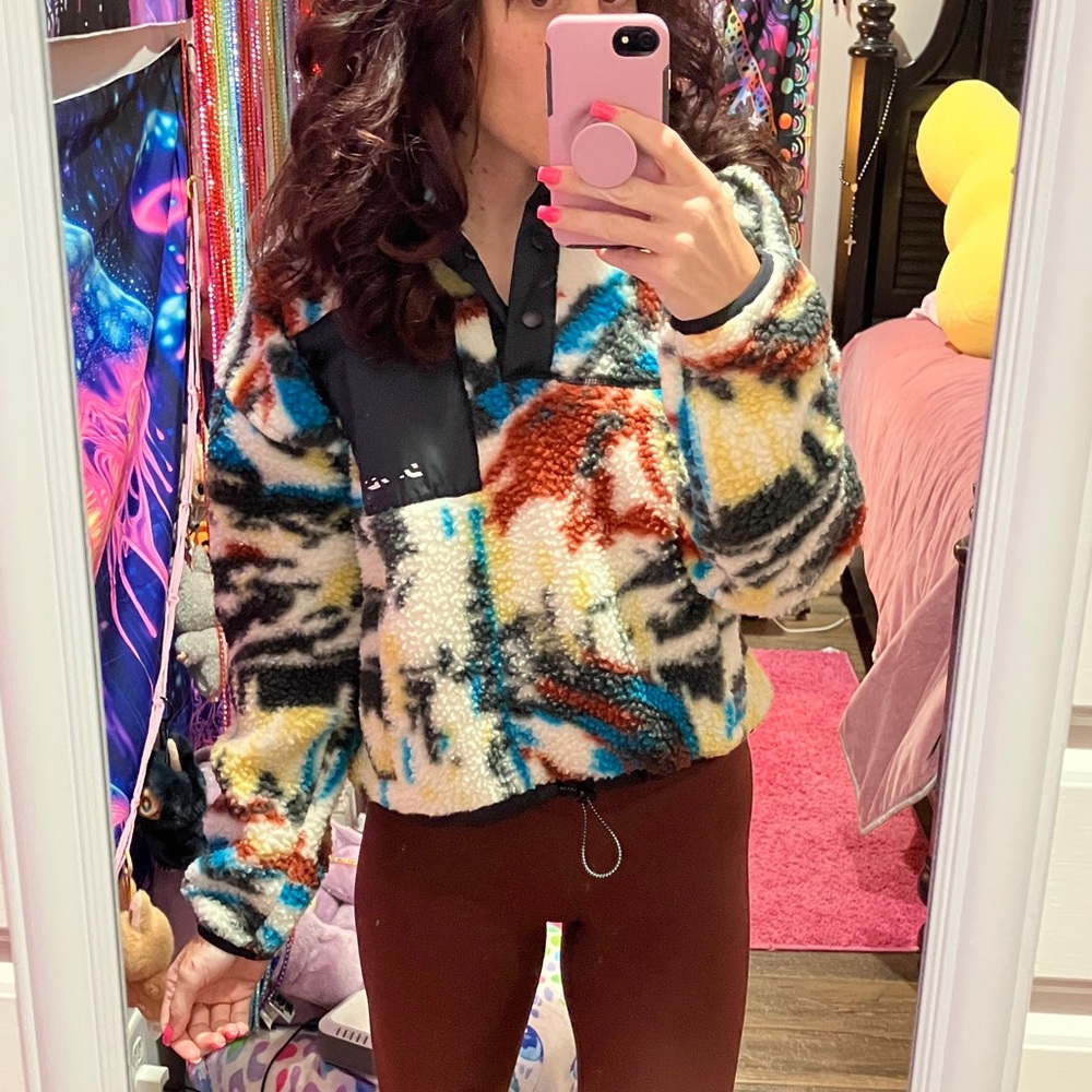 Multi-Color Fleece Pullover Jacket - Cozy Sherpa Zip-Front👏🏼💕❤️